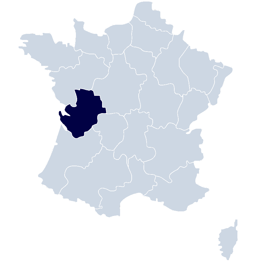 Kaart Frankrijk Poitou-Charentes