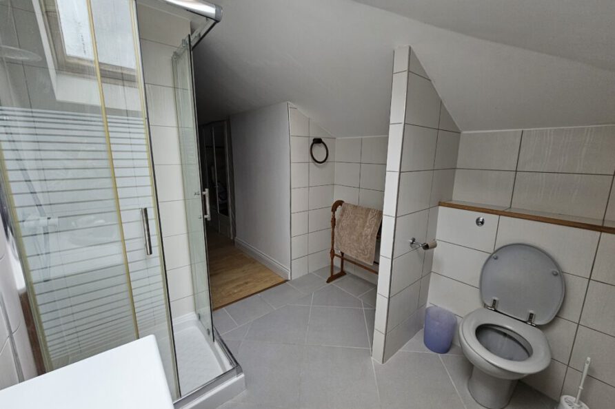 Badkamer boven inclusief inloopdouche en toilet vakantie villla Le Caufour