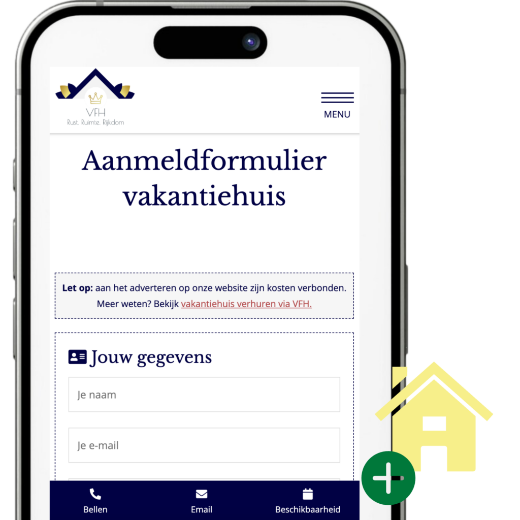Meld je vakantiehuis aan om te verhuren VFH